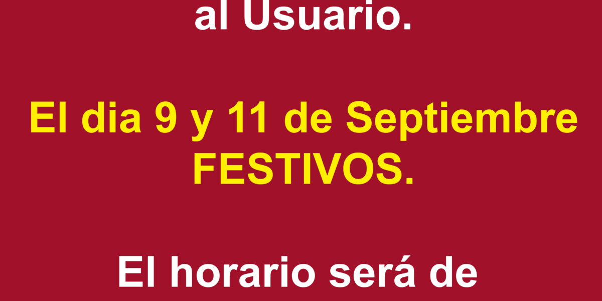 HORARIO ESPECIAL SEMANA 9-15 SEPTIEMBRE